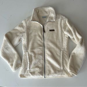 Columbia Women Cream Full Zip Jacket Fuzzy Sherpa w/ Pockets, Size Medium